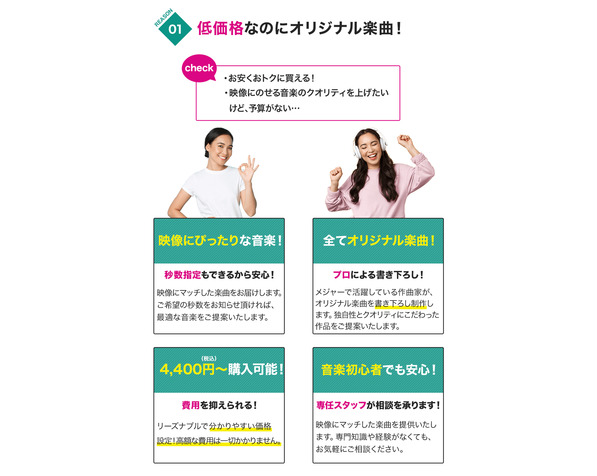 低価格なのにオリジナル楽曲